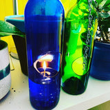 Wine Bottle Candle - Blue